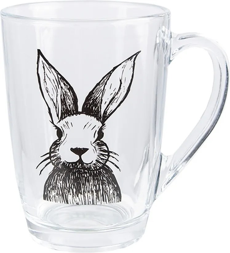 Sklenený hrnček na čaj s králikom Rabbit Cartoon - 11 * 8 * 11 cm / 300 ml