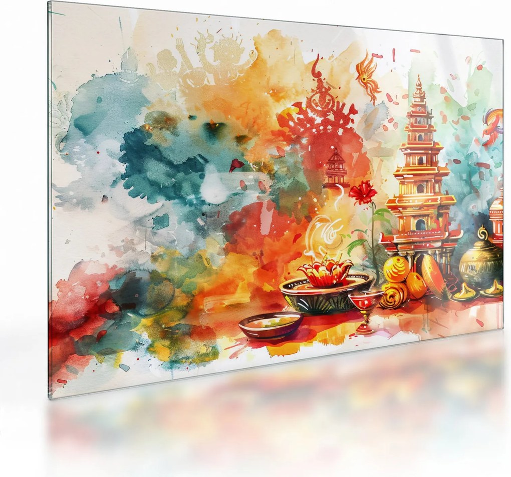 Sklenený obraz - Akvarelové ilustrácie (70x50 cm)