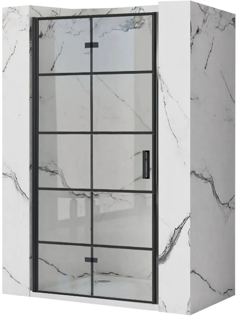 Rea Molier, skladacie sprchové dvere 90x190cm do otvoru, 6mm číre sklo, čierny profil, KPL-K1538