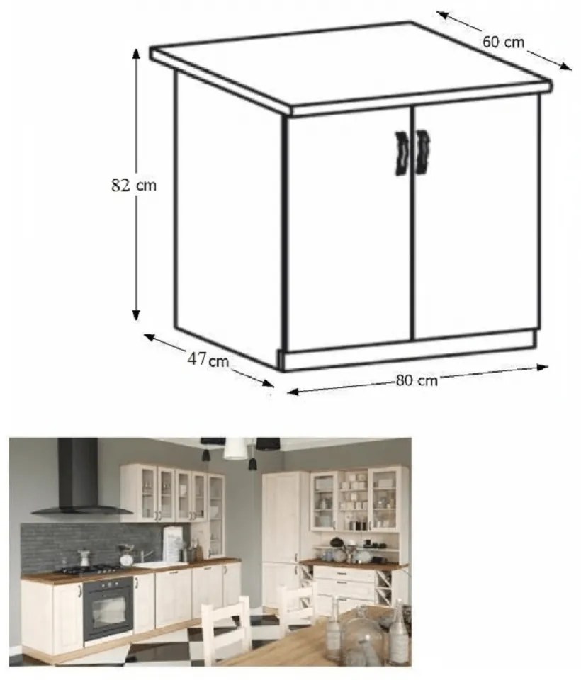 Dolná kuchynská skrinka Regnar D80. Vlastná spoľahlivá doprava až k Vám domov. 788737
