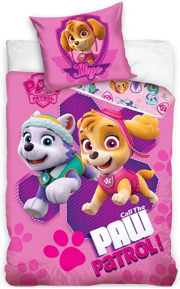 Mikroplyšové posteľné obliečky Tlapková patrola - motív Odvážne záchranárky - 70 x 90 cm + 140 x 200 cm