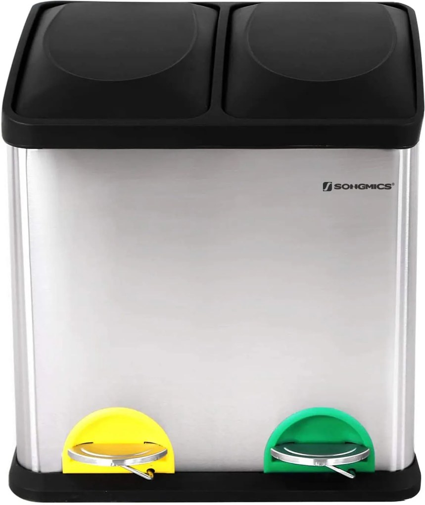 SONGMICS Nerezový kôš na triedený odpad 2x15l