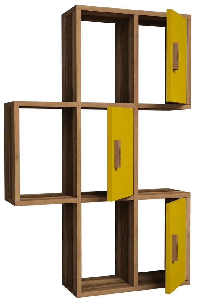 Nástenná polica FLORA orech/žltá