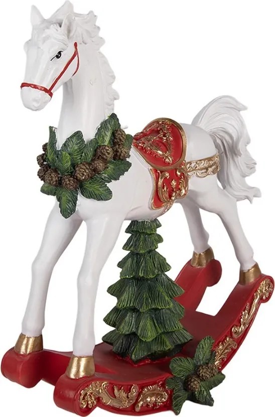Christmas Decoration Figurine Rocking Horse 32x12x39 Cm White Plastic - 32*12*39 cm