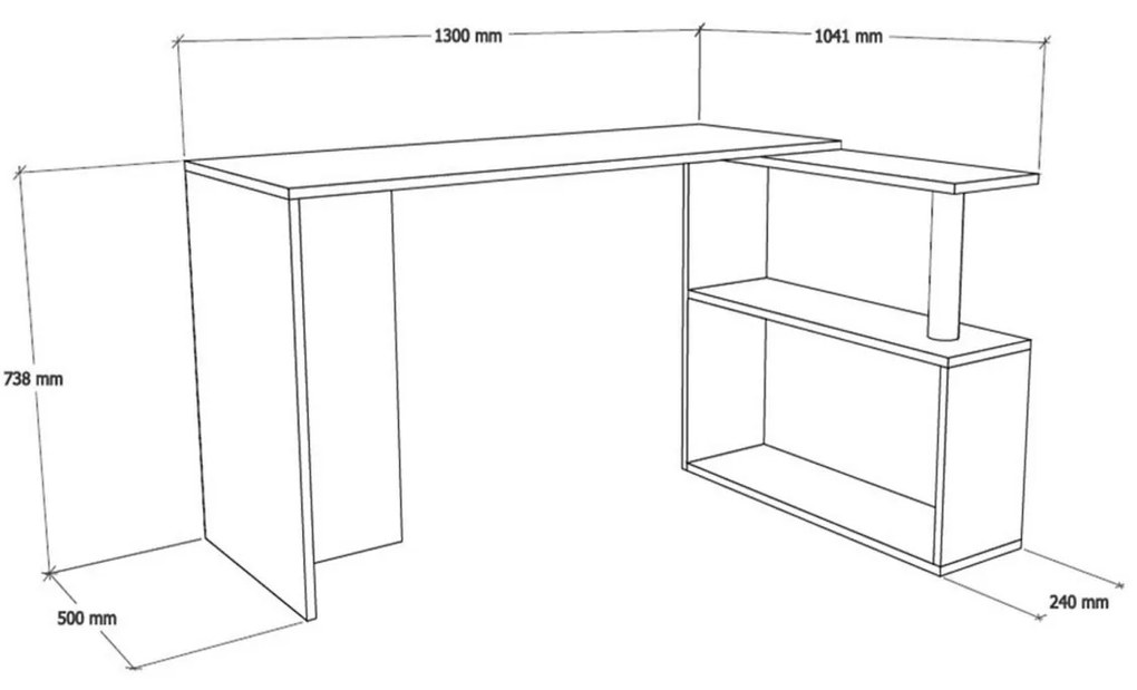 Rohový písací stôl CAYKO biely