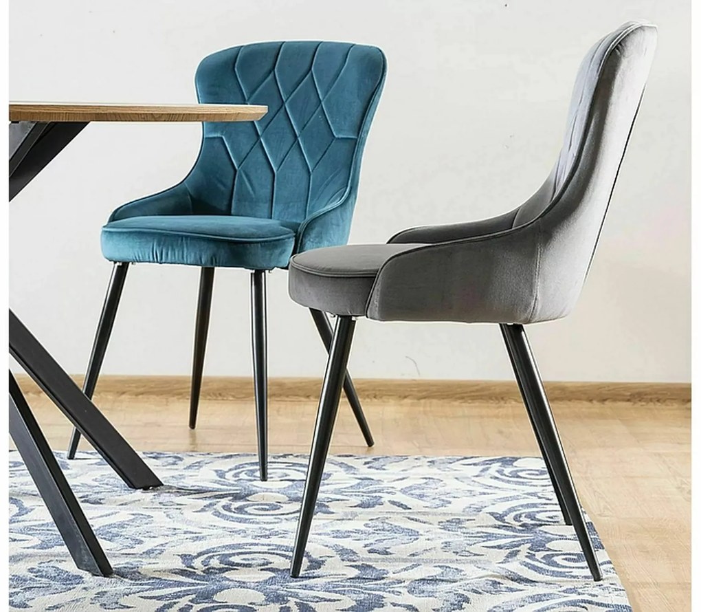 Sametová jídelní židle Lotus šedá