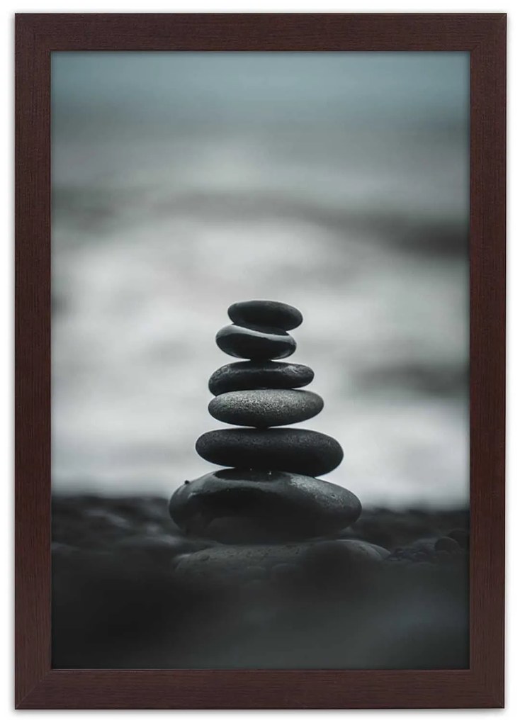 Gario Plagát Hromada kameňov v sivej farbe Farba rámu: Bez rámu, Rozmery: 40 x 60 cm