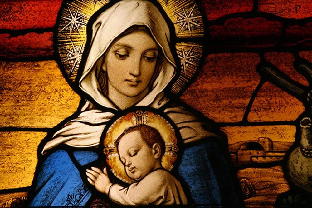 Samolepiaca tapeta Panna Mária s Ježiškom