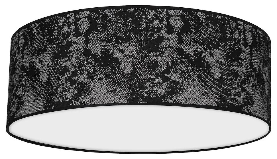 Stropné svietidlo Satino Round, 1x čierne/strieborné textilné tienidlo, (biele plexisklo), (fi 50 cm)