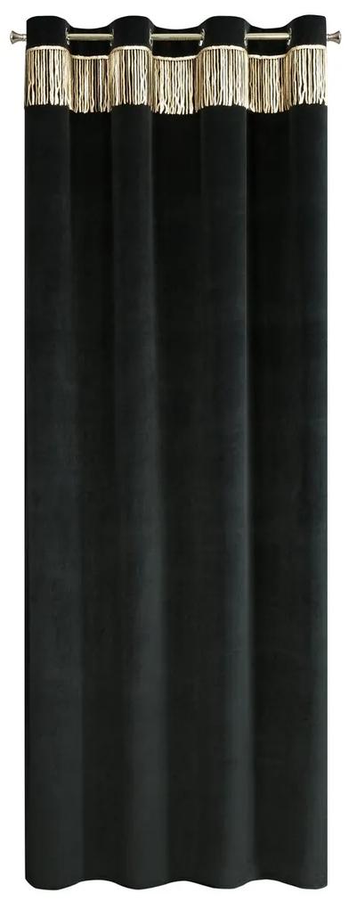 Čierny záves na krúžkoch JASPER 140x250 cm