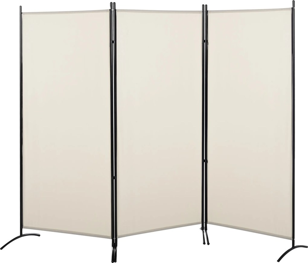 HOMCOM 3-dielny paraván 253x50x182 cm, skladací paraván s 6 kovovými nohami, súkromná obrazovka pre kanceláriu a spálňu - Bežová | Aosom