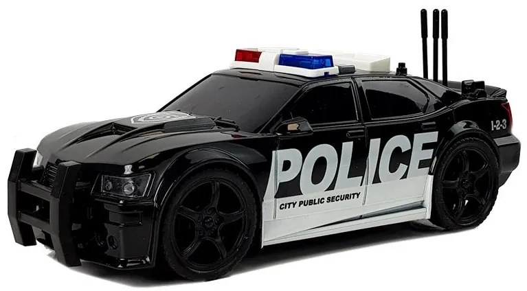 LEAN TOYS Policajné auto na naťahovanie 1:20 so zvukmi a svetlami - čierne