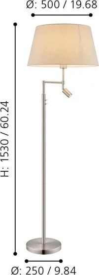 Eglo 94946 - Stojacia lampa SANTANDER 1xE27/60W + LED/2,1W