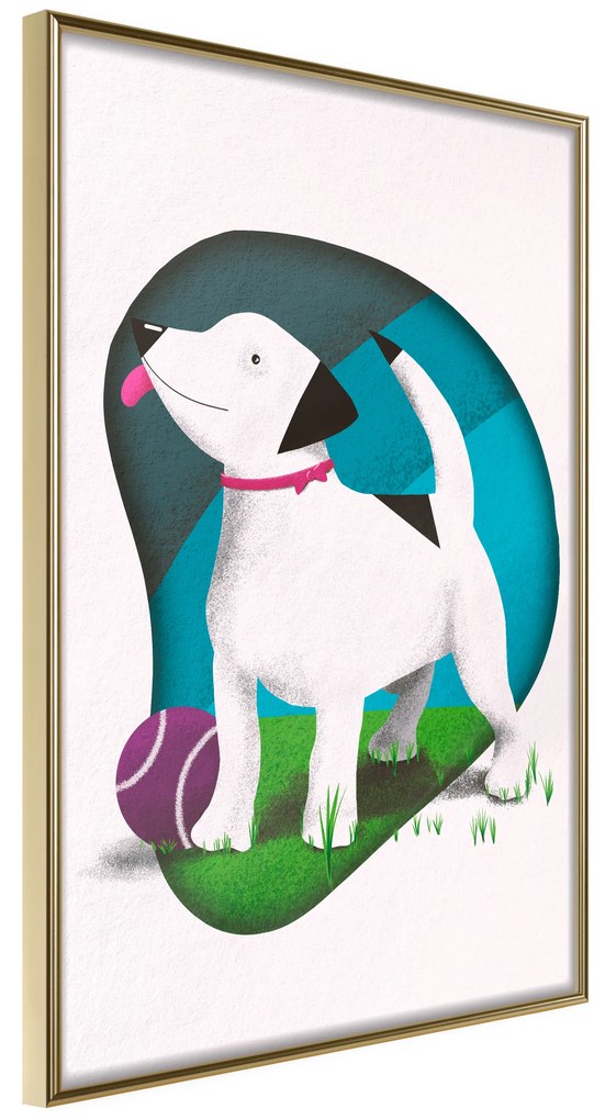 Artgeist Plagát - Dog and Ball [Poster] Veľkosť: 30x45, Verzia: Zlatý rám s passe-partout