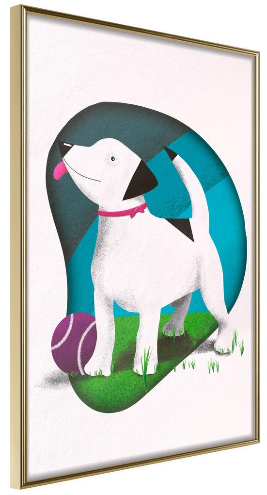 Artgeist Plagát - Dog and Ball [Poster] Veľkosť: 40x60, Verzia: Čierny rám s passe-partout