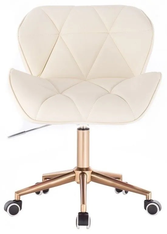 LuxuryForm DESIGN Stolička MILANO na zlatej podstave s kolieskami - krémová