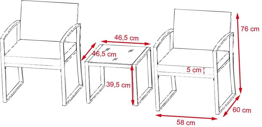 Set záhradného nábytku 3-dielny Avenberg BELFORD hnedá/sivá