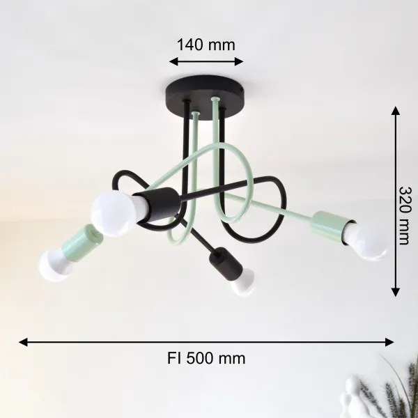 Prisadený luster OXFORD 4xE27/15W/230V čierna/zelená