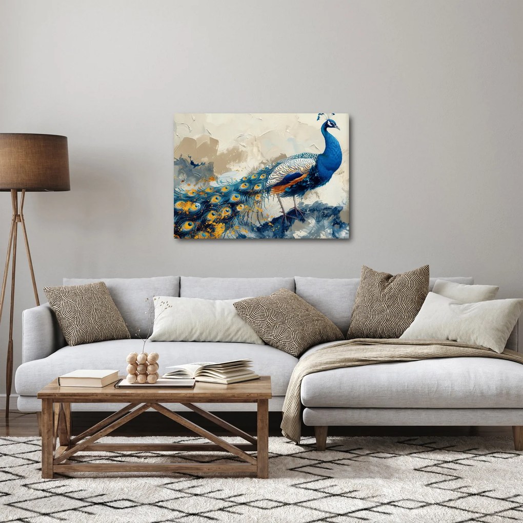 Obraz - Páv, maľba (70x50 cm)