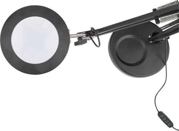 Extol - LED Stmievateľná stolná lampa s lupou LED/8W/5V 2900/4500/7500K čierna