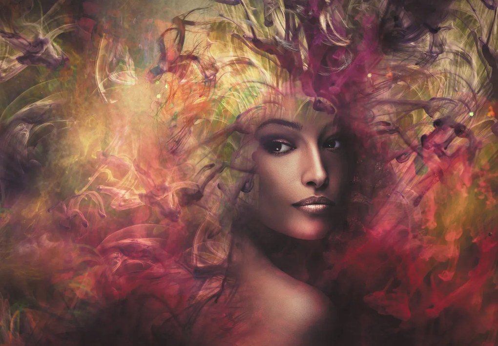 Fototapeta - Žena v dyme (147x102 cm)