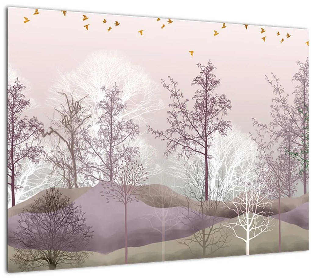 Sklenený obraz lesa (70x50 cm)