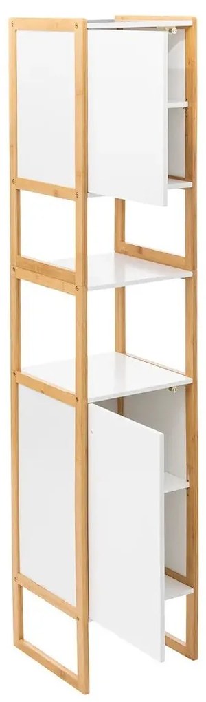 Polička do kúpeľne Natureo White, white/s drevenými prvkami, H