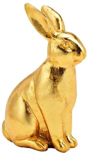 Dekoračný zajac v zlatej farbe 16 cm