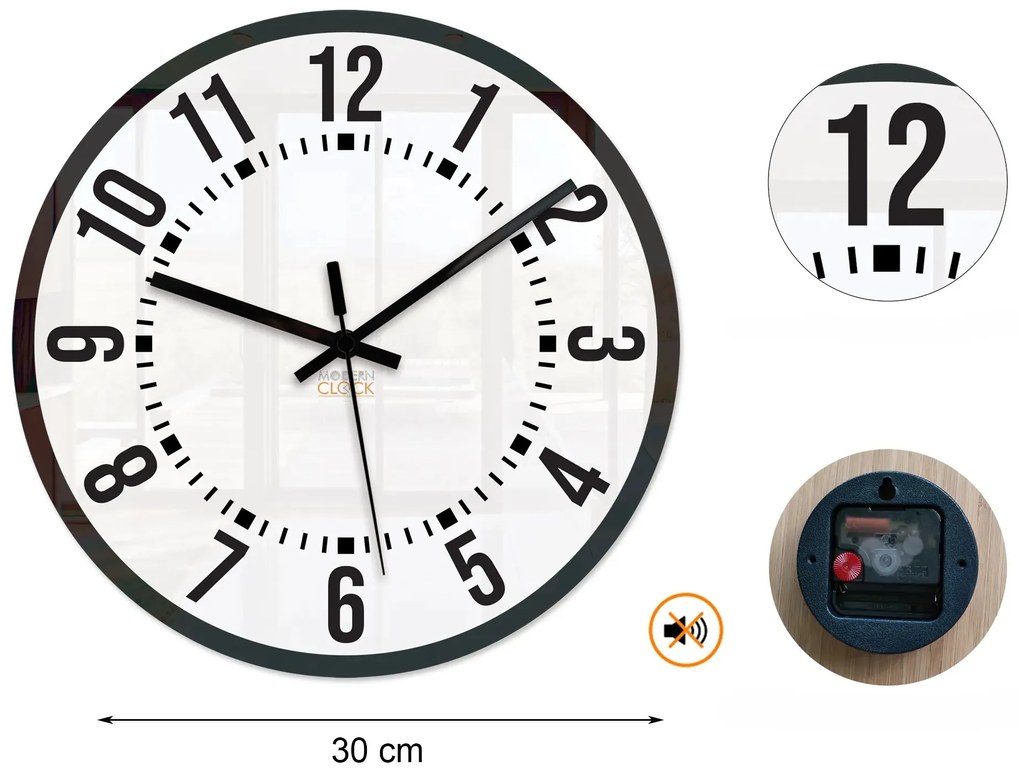 Nástenné hodiny Oskar 30 cm biele/čierne