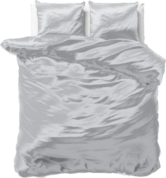 Sivé obliečky zo saténového mikroperkálu na dvojlôžko Sleeptime, 200 x 220 cm
