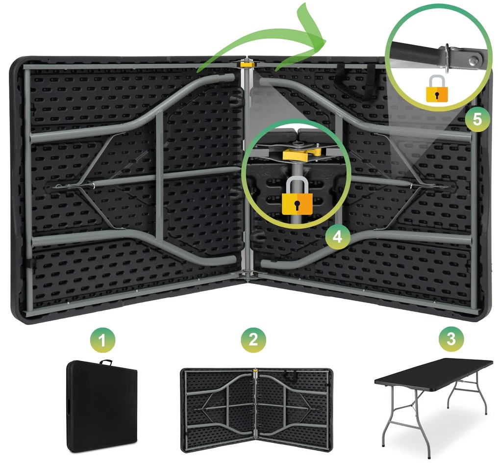 Skládací cateringový stůl RICO 152 cm černý