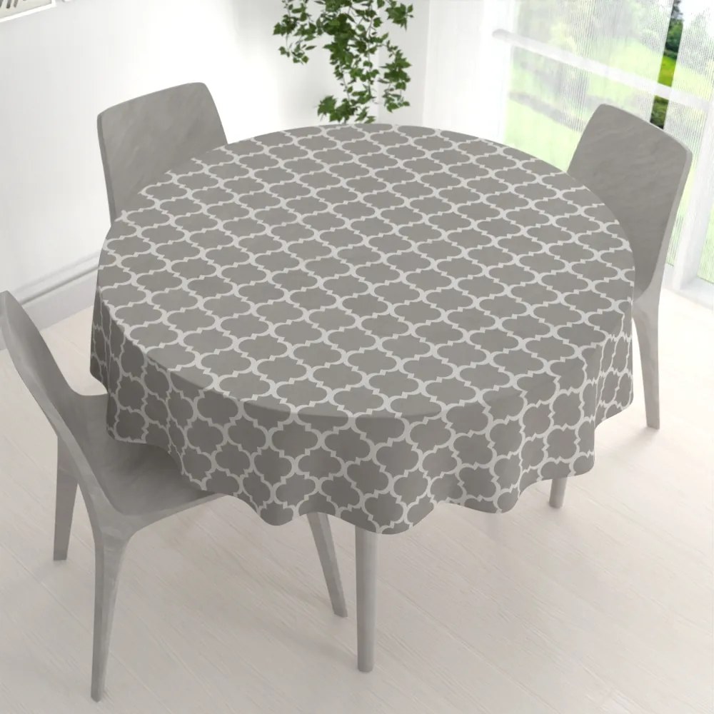 Biante Bavlnený okrúhly obrus Sandra SA-188 Sivé Maroko Ø 140 cm