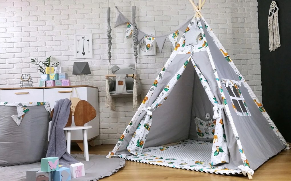Detský stan teepee (típí) LUXURY s doplnkami - JUNGLE