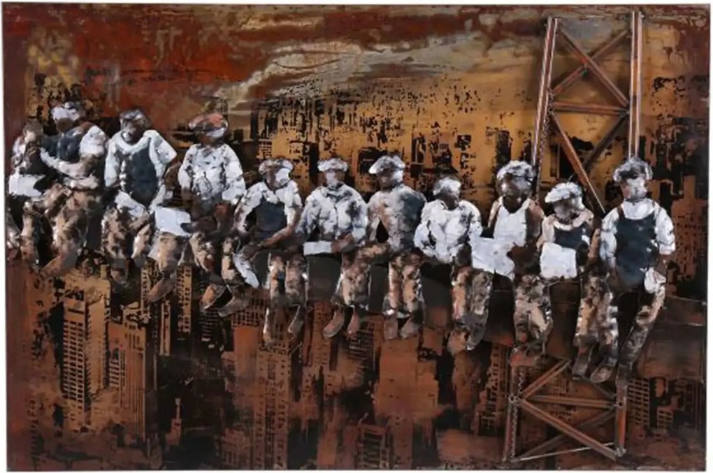 Ručne vyrobený obraz z kovu 1200x40x800 Lunch in Manhattan