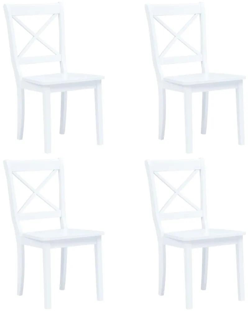 Jedálenské stoličky 4 ks biele masívne kaučukové drevo