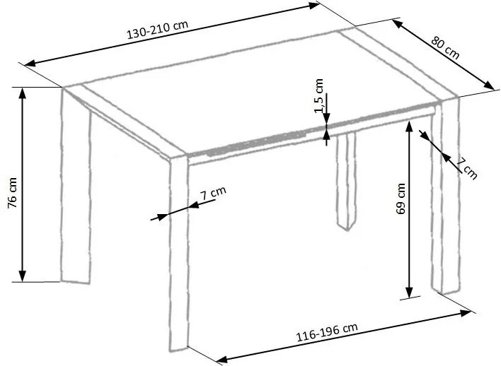 Jídelní rozkládací stůl Yale 130/210 cm bílý