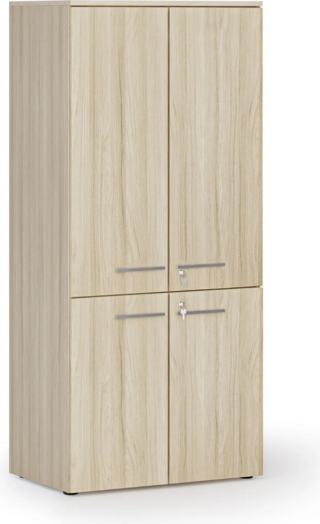 Kancelárska policová skriňa PRIMO WOOD, polené dvere, 800 x 500 x 1781 mm, dub prírodný