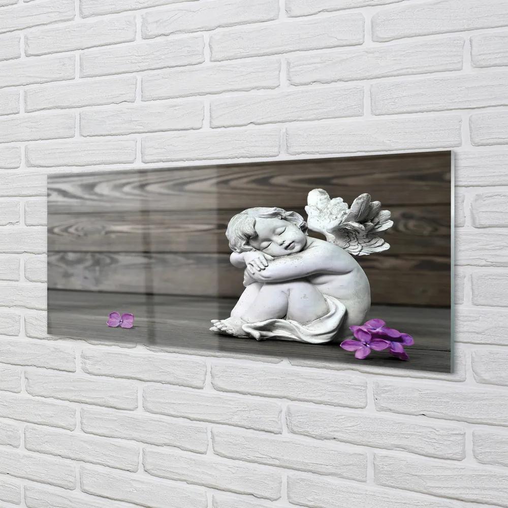 Obraz na akrylátovom skle Spiace anjel kvety dosky 120x60 cm