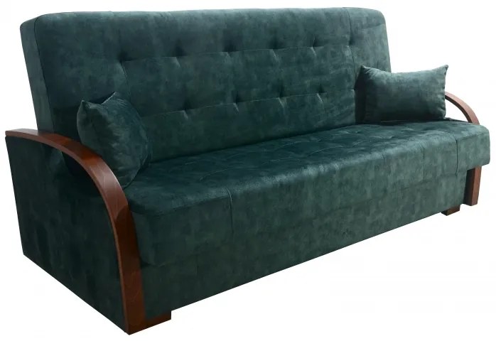 Rozkladacia pohovka Daxter, zelená (AN 5069/orech)