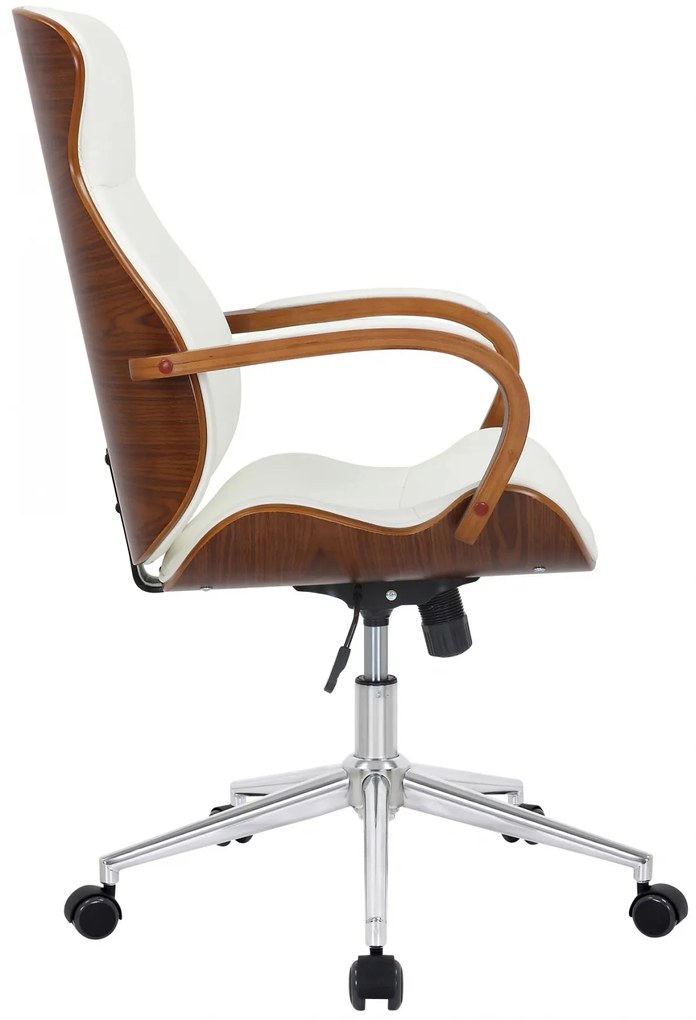 Design-Shop Kancelárska stolička Melilla - drevo orech - Biela