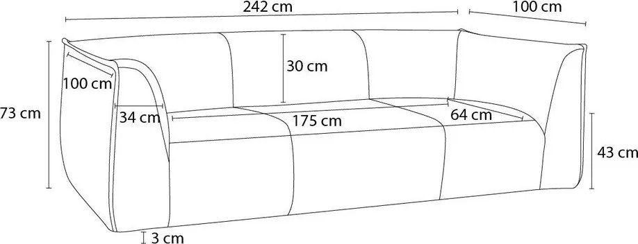 Béžová menčestrová pohovka 242 cm Giorgia – Bobochic Paris
