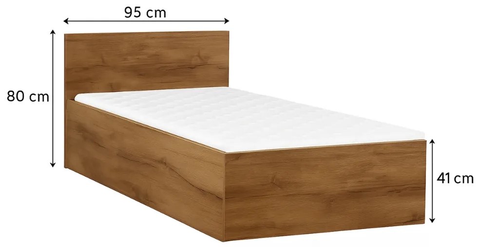 Posteľ SOFIA 90 x 200 cm, dub artisan Rošt: S latkovým roštom, Matrac: Matrac COCO MAXI 20 cm