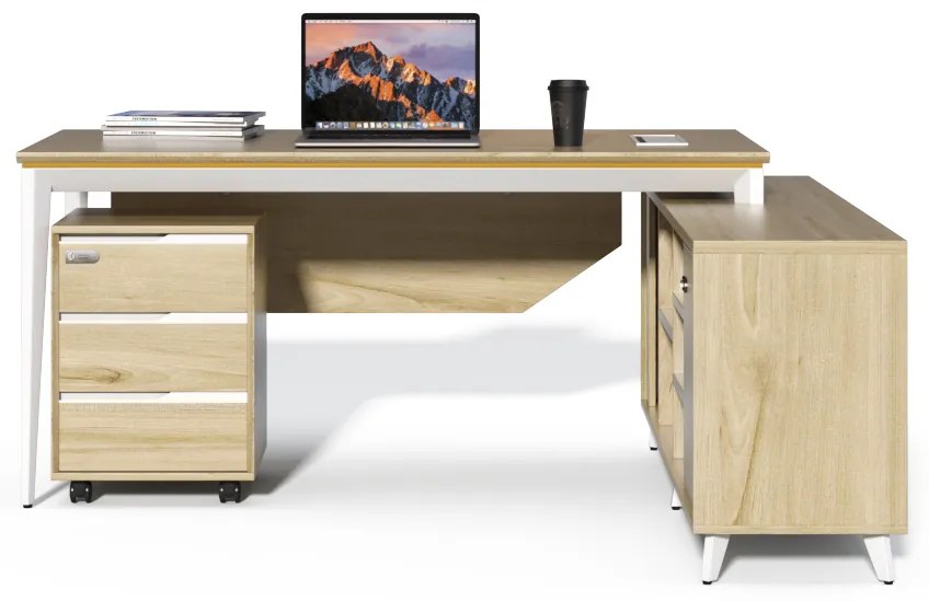Kancelársky stôl s kontajnerom a komodou Houseland Profit Home 01 dub/biely