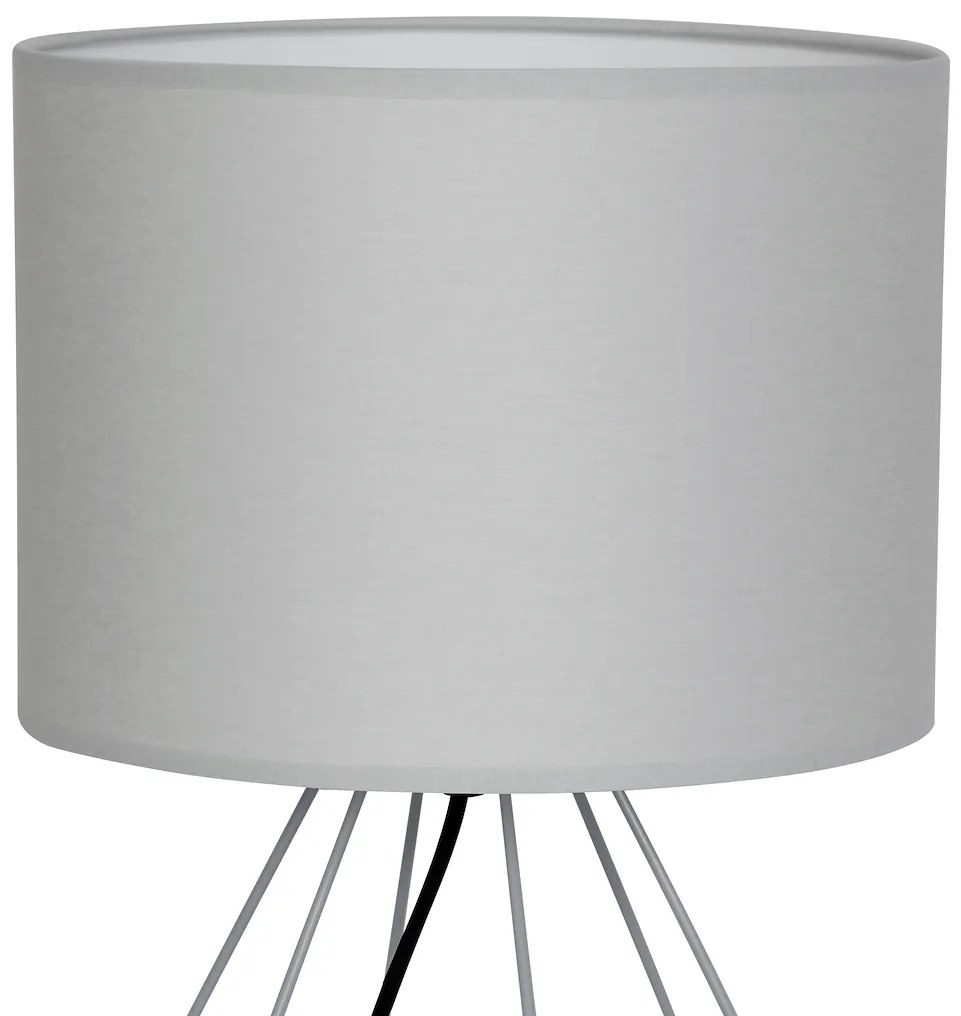 Stolná lampa Basket, 1x sivé textilné tienidlo, gre