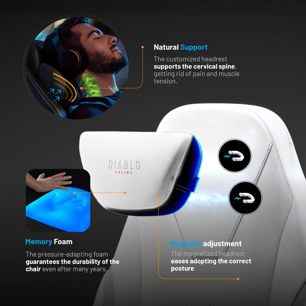 Biela herná stolička Diablo X.Eye Prime Ghosted White