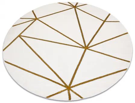 Koberec okrúhly EMERALD exkluzívne 1013 glamour, štýlový geometrický krém / zlato Veľkosť: kruh 160 cm