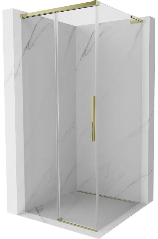 Mexen Rox, L posuvná sprchová kabína 120 x 120 cm, 8mm číre sklo, zlatý lesklý profil, 8C2L-120-120-50-00