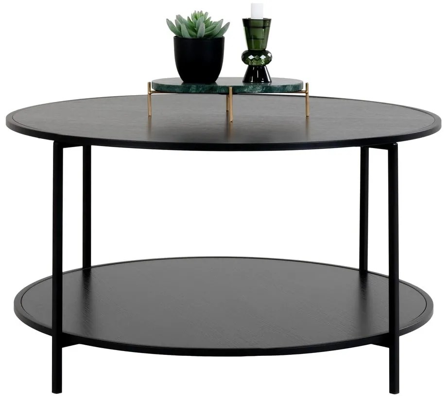 Čierny okrúhly konferenčný stolík s čiernou doskou ø 80 cm Vita – House Nordic