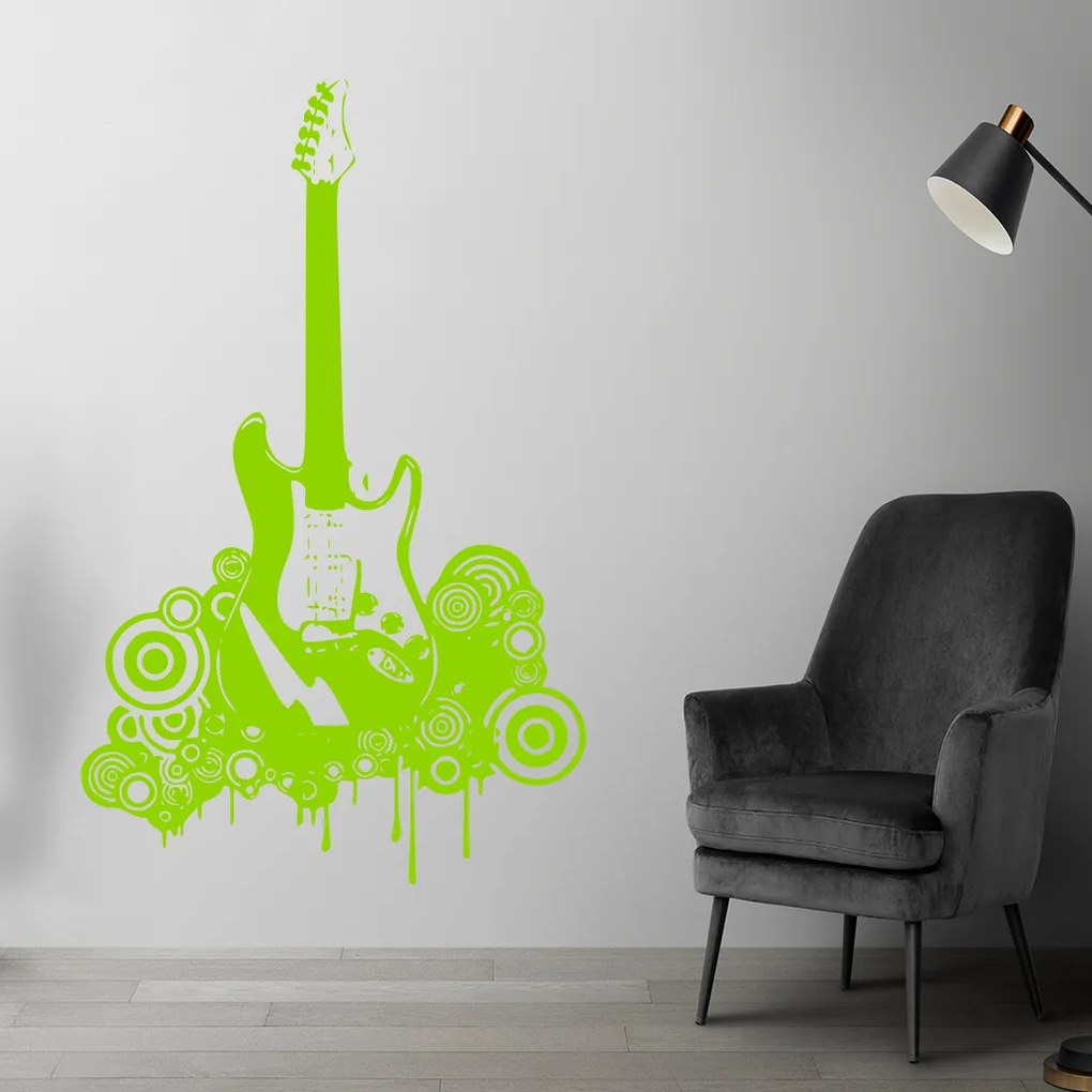 Veselá Stena Samolepka Elektrofonická gitara Farba: modrá, Veľkosť: 100 x 62 cm