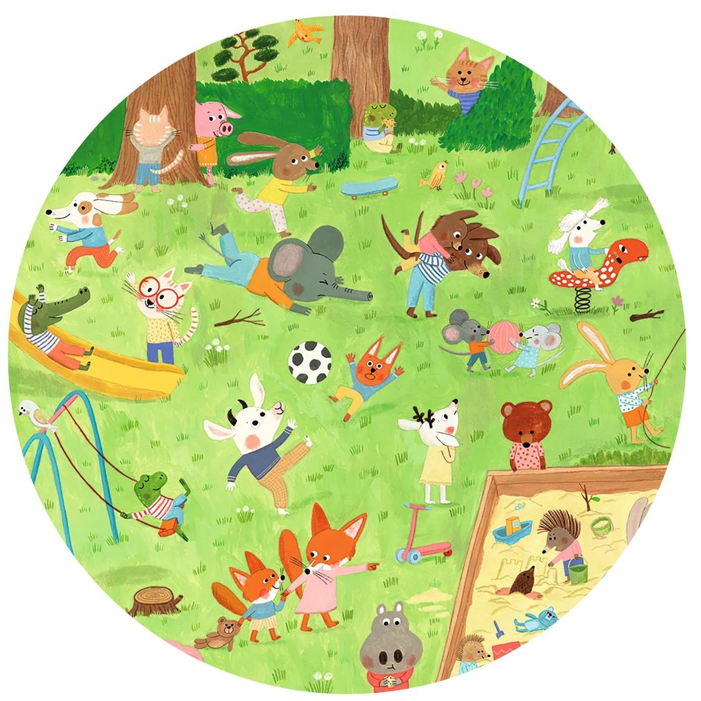 Vyhľadávacie puzzle s plagátom - Ihrisko pre zvieratká - 35 ks